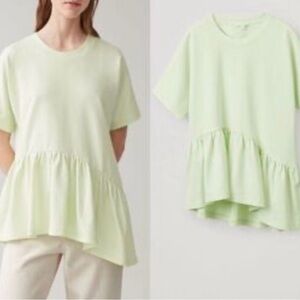 COS Asymmetric Gathered Cotton Top - Size M